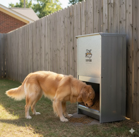 Dry Food Automatic Steel Dog Feeder Chow Hound 25 Pound Capacity