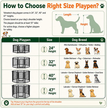 Dog Playpen 24In 16 Panels Pet Fence for Indoor Yard RV Camping