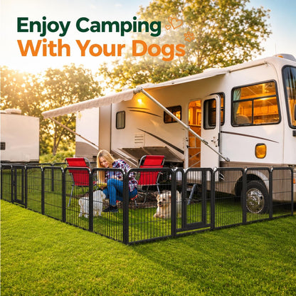 Dog Playpen 24In 16 Panels Pet Fence for Indoor Yard RV Camping