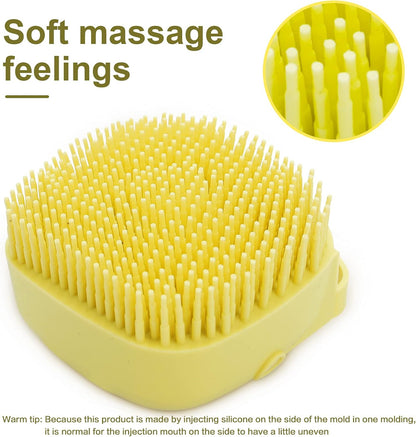 Pet Bath Brush Dog Shampoo Dispenser Dog Bath Brush Scrubber (Yellow)